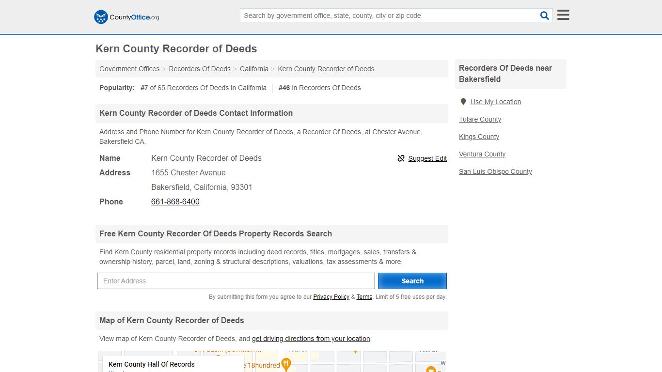 Kern County Recorder of Deeds - Bakersfield, CA (Address ...